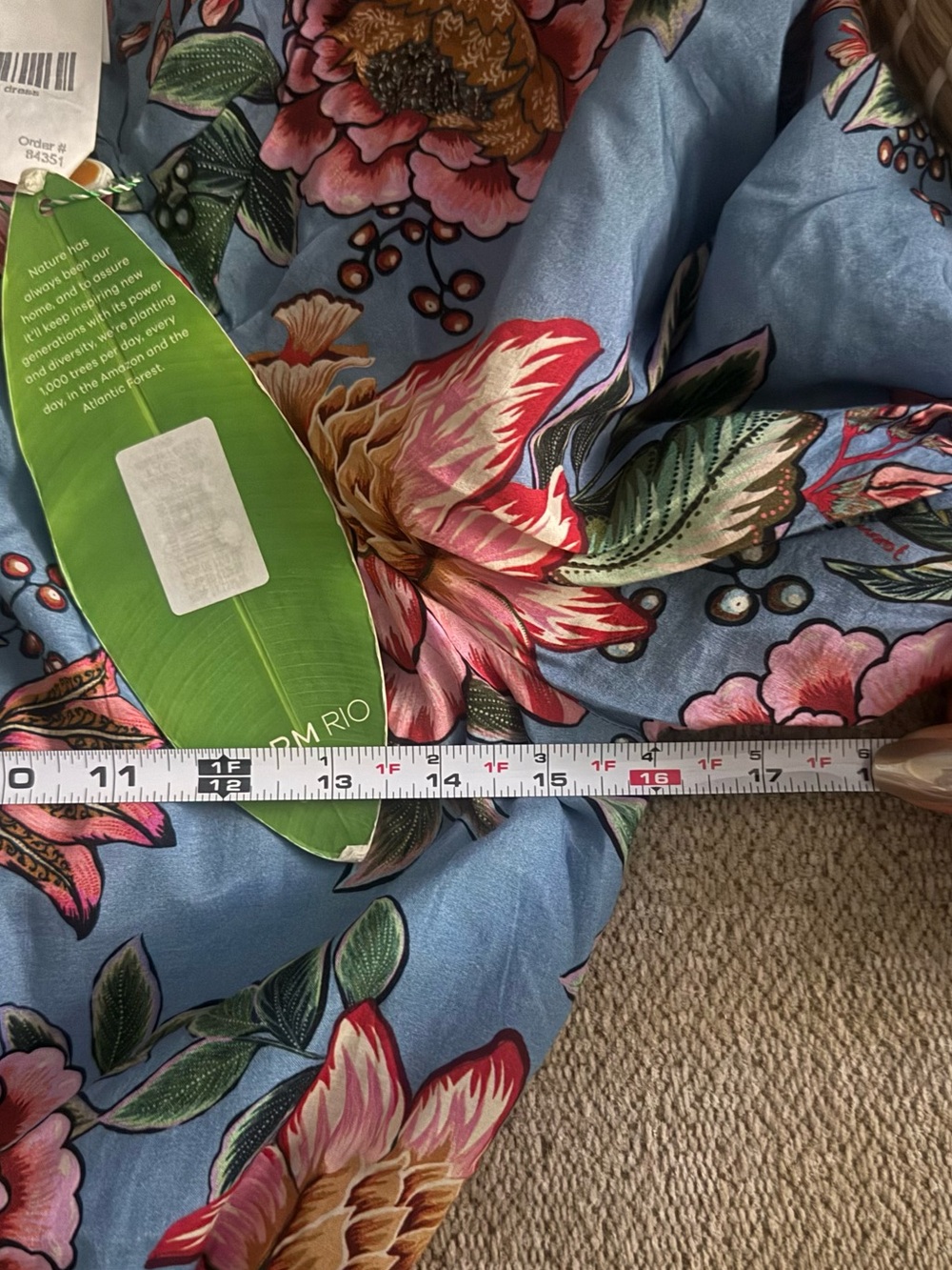 NWT FARM Rio Blue Floral Puff-Sleeve Mini Dress - XS - Picture 10 of 12